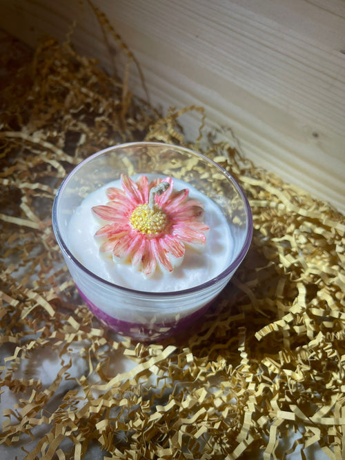 Bomboniera candela margherita dipinta a mano